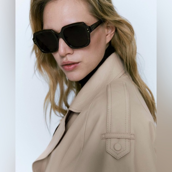 Massimo Dutti ivory leather trench coat with belt classic casual  long jacket - Picture 6 of 12